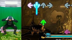 Friday Night Funkin' VS Indie Cross V1 Bendy song Terrible sin in real life (FNF IRL)