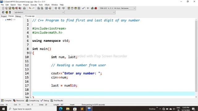 Write C++ program to find the first and last digit of any number @codingtutorialbydeepak