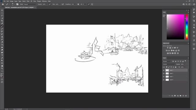 01. Sketching Pt1. ENVIRONMENT ILLUSTRATION FOR GAME ART in Blender