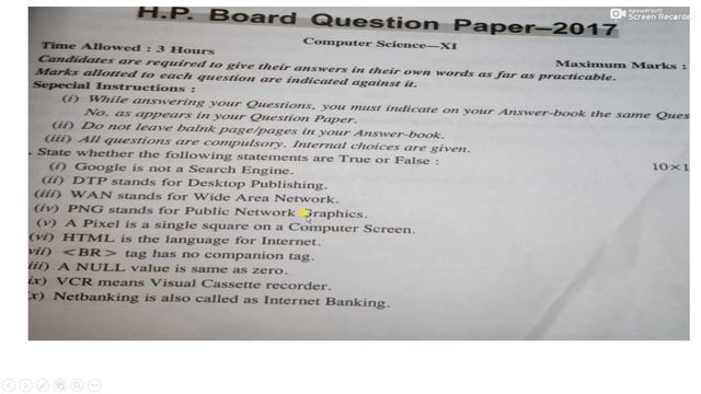 #HPBoard +1 Class Computer Science Question Paper 2016-2020 Solved | class +1 Computer Science Pape