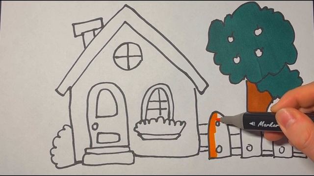 How to draw a picture of a house and color for children смотреть онлайн