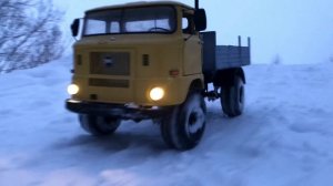 RcScaleStudio 4x4 truck IFA W50L scale run in snow evening