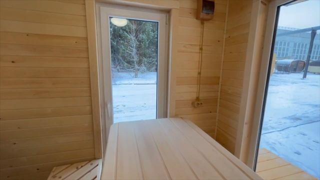 Каркасная баня с крыльцом "Скандинавия" 2,4*6 м "Кедровая Делянка"