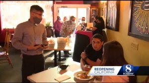 Patrons excited for the first Friday night of dine-in service at Hollister restaurants