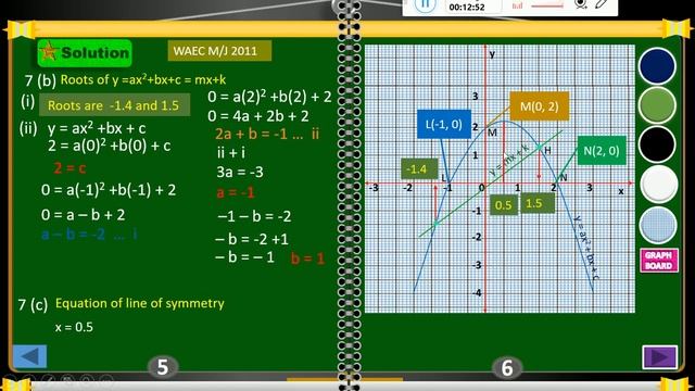 Quadratic graphs, Venn diagram, trigonometry and construction (WASSCE M/J 2011 Questions 6 to 9) смотреть онлайн