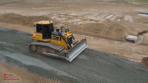 Excellent Showing The Last Update New Road Gravel Foundation Jobs Dozer Spread Gravel & Long Trucks