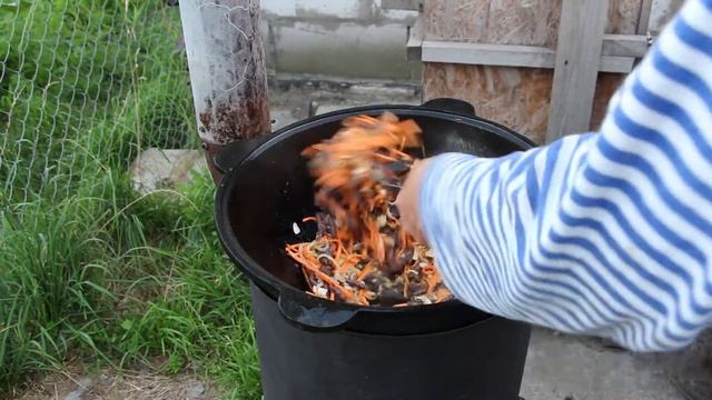 макароны в казане с грибами и овощами смотреть онлайн