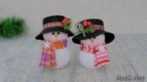 Снеговики в чудесных шляпках! Новогодний декор и подарок своими руками!