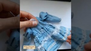 Красивая петелька для пуговиц на кукольном платье