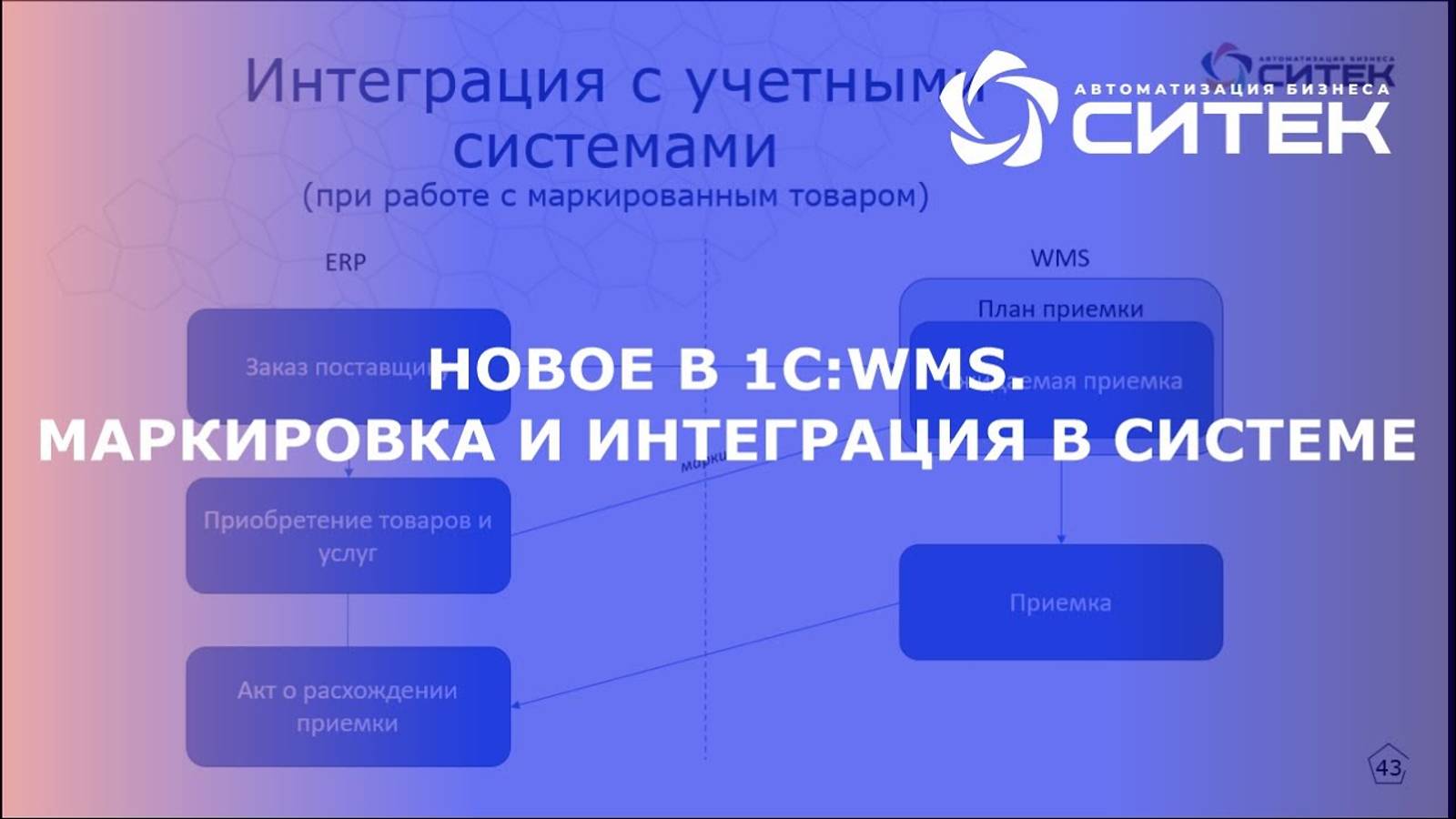 Вебинар на тему «Новое в 1С:WMS. Маркировка и интеграция в системе»