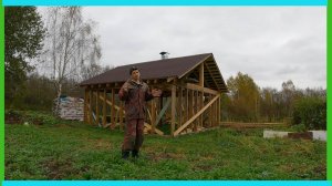"Ондулиновая" крыша и вентиляция сарая для коров готовы!