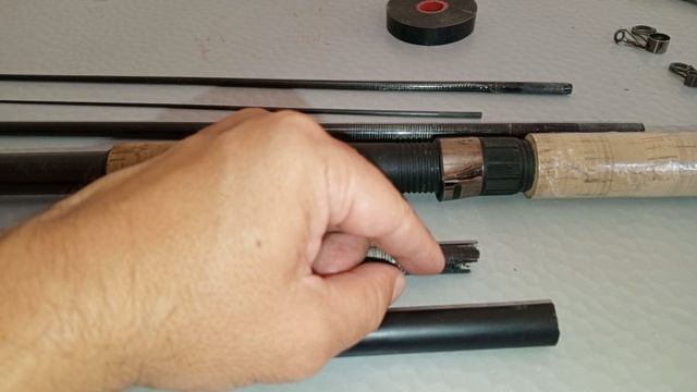 Repair of a fracture of a telescopic, fiberglass fishing rod  spinning rod by replacing the knee