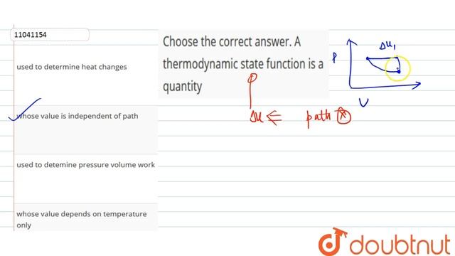 Choose the correct answer. A thermodynamic state function is a quantity...