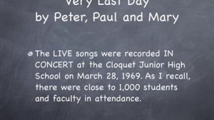 The Timbre Guild — 40 Years Later sings "Very Last Day" by Peter, Paul and Mary