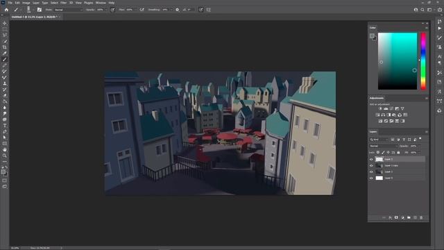 12. Finishing the 3D Scene. ENVIRONMENT ILLUSTRATION FOR GAME ART in Blender