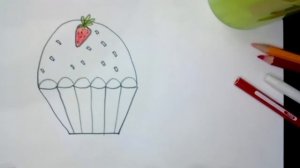 Bolalar uchun tort rasm chizish/Drawing a cupcake with kids song/Рисование кекс для детей