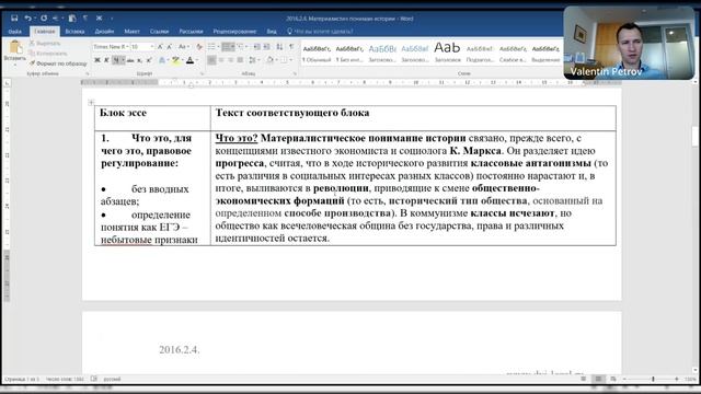 Материалистическое понимание истории: основные идеи. Эссе 2016.2.4. ДВИ -- МГУ. Петров В.С.