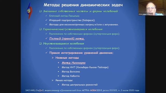 "Спектральная классика" - ввод-обзор в зуминар "ПК АСТРА-НОВА: Прямая динамика и демпферы"