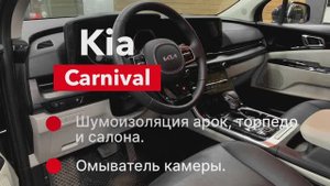 Kia Carnival Шумоизоляция салона, торпедо и арок.  Омыватель камеры