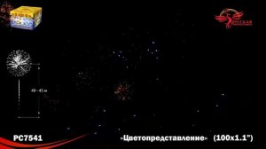 РС7541 Цветопредставление Батарея салютов 100 залпов калибром 1,1 дюйма (28 мм).