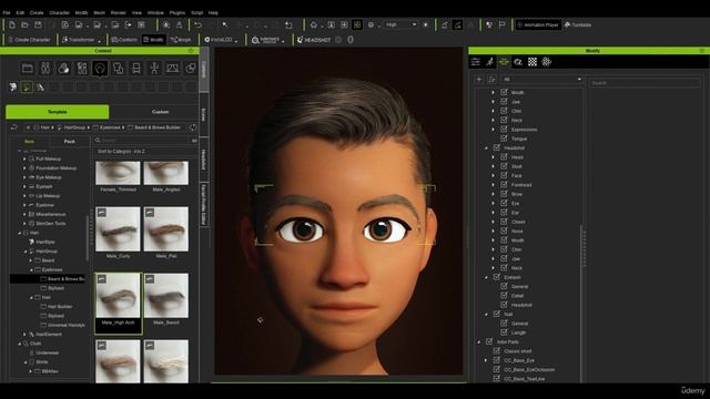 12. Create Realistic Hair And Eyebrows. STYLIZED CHARACTER in Character Creator and Blender