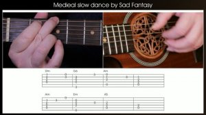 Left handed how to play fingerstyle guitar, Lesson 18 - Medieval slow dance by Sad Fantasy