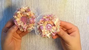 Бантики Камелии из лент своими руками МК / Camellia bows made of ribbons with your own hands DIY