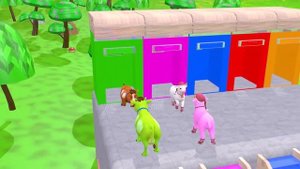 5 Giant Duck Cartoon,Tiger,Cow,Dinosaur,Gorilla,Elephant Wild Animals choose the right mystery door