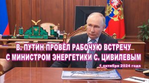 В. Путин провёл рабочую встречу с Министром энергетики С. Цивилевым.