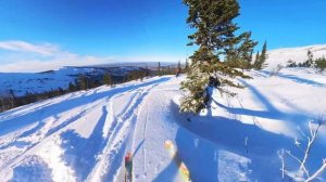 Фрирайд в Шерегеше. Подъем на ратраке.