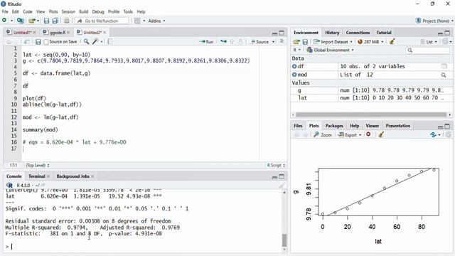 Fitting linear regression model and prediction in R programming
