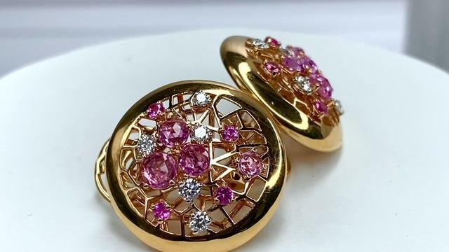 Золотые серьги 750 с бриллиантами и сапфирами