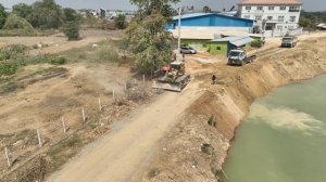 EP 69 !!  Today is Updating More Videos Resize Road ,KOMATSU Bulldozer Push Rock and Truck unloadin