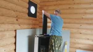 Установка печи-камина и дымохода с поворотами. Первая топка