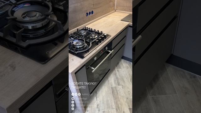 МАЛЕНЬКАЯ серая кухня ЛОФТ без ручек /// фурнитура Hettich и Blum, техника Midea, кухни ЗОВ Белгоро