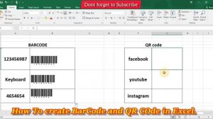 How To create QR code and Barcode in Excel.