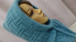 Капор с манишкой из "пуха норки" спицами/Презентация МК