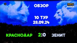 Краснодар 2-0 Зенит (28.09.24) Полный видеообзор 10 тура.