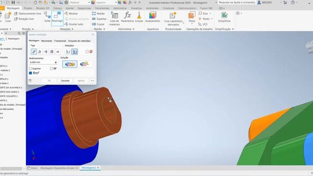 Aula 563 - Montagem e Animação do  Mecanismo Giratório utilizando Cruzeta no Inventor 2024