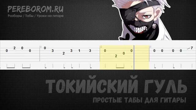 Токийский гуль табы для гитары / Токийский гуль на гитаре / Tokyo Ghoul guitar tab смотреть онлайн