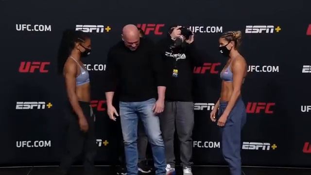 Angela Hill vs. Ashley Yoder - Weigh-in Face-Off - (UFC Fight Night: Rozenstruik vs. Gane) - /r/WMM