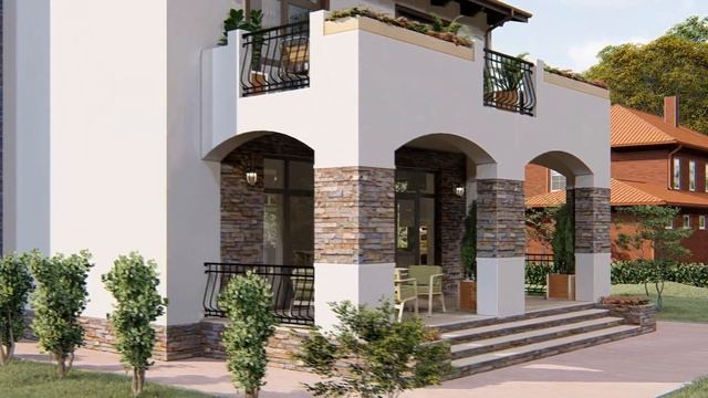 Проект двухэтажного дома в испанском стиле 179 кв.м. смотреть онлайн