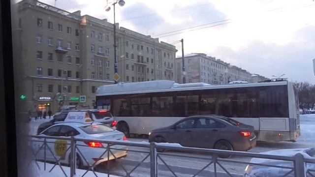 Трамвай Санкт-Петербурга 8-146: ЛМ-99АВН б.1360 по №45 (05.02.18) смотреть онлайн