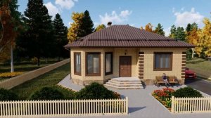 Проект компактного одноэтажного дома с эркером 88 кв.м.