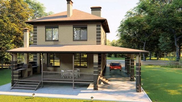 Проект двухэтажного дома с сауной и четырьмя спальнями 144 кв.м. смотреть онлайн