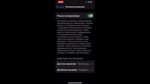 Раздел "Устный контент" в настройках универсального доступа iOS