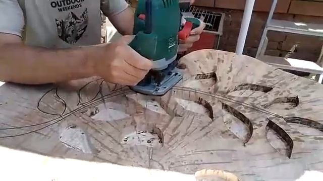 Инкрустация столешницы спилами