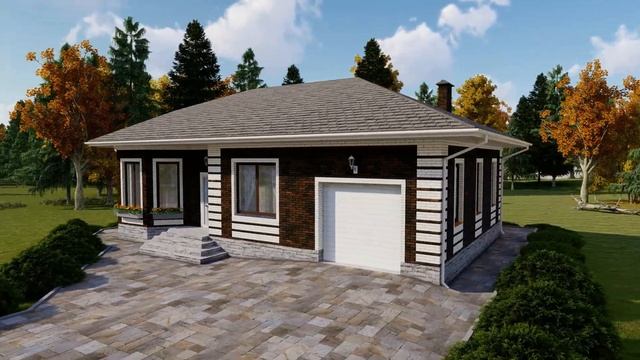 Проект одноэтажного дома с гаражом 116 кв.м. смотреть онлайн