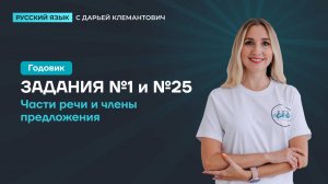 Части речи и члены предложения.
Задания 1, 26