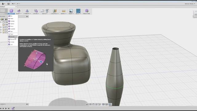 AUTODESK FUSION 360.  SCULPT CREATE [EXTRUDE, REVOLVE, SWEEP, LOFT]